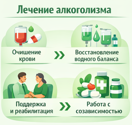 лечение алкоголизма в Камешково этапы